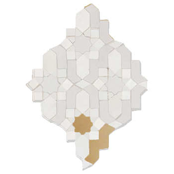 Mosaic House Moroccan tile Dazzle 1-32 Custom Border B White,   Tan, beige, natural, terracotta   solid zellige, mosaic, zellij, field, pattern, glaze, intricate, classic, traditional, complex 